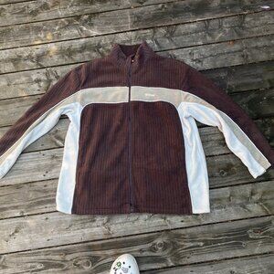 Vintage 90s Wilson Embroidered Corduroy Zip Up Jacket Brown Large